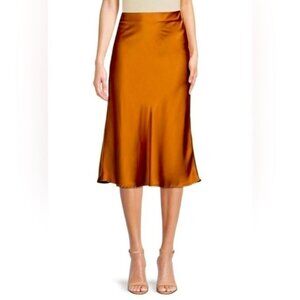 Rachel Zoe Rust Satin Midi Skirt Size 12